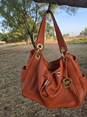 Michael Kors Burnt Orange Leather Shoulder Bag